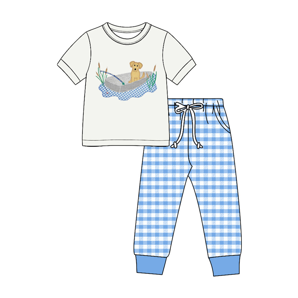 (Preorder new) No moq Baby Boys Hunting Print Short Sleeve T‑shirt and Pants Set
