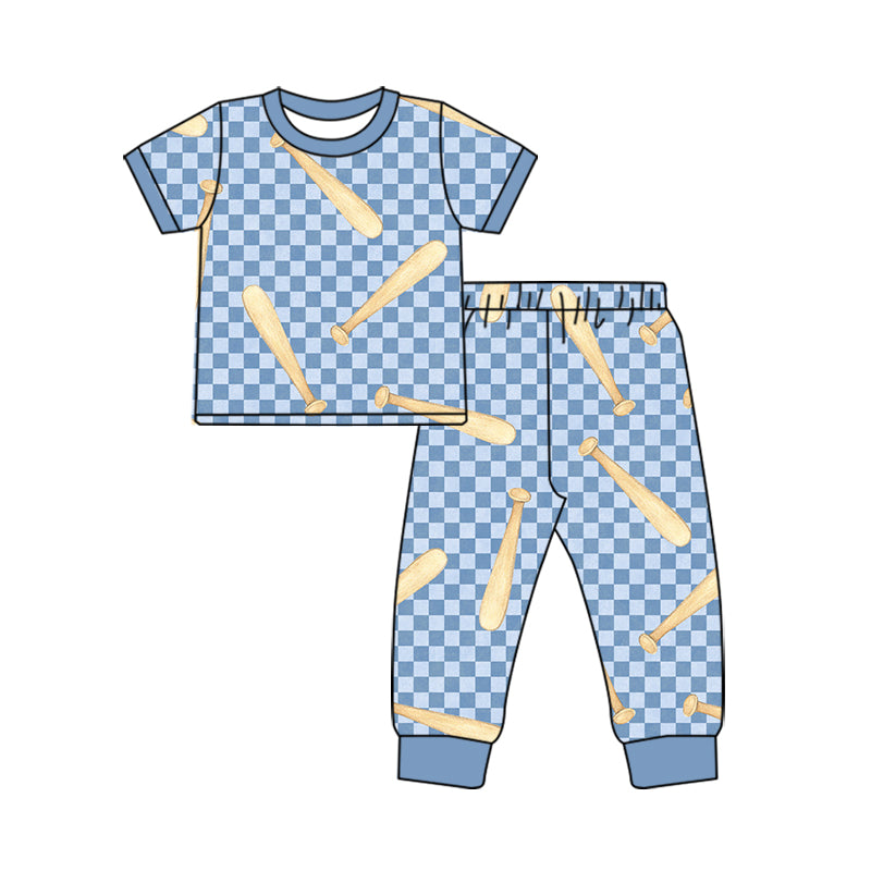 (Preorder new) No moq Baby Boys Baseball Print Short Sleeve Top And Jogger Pants Sets