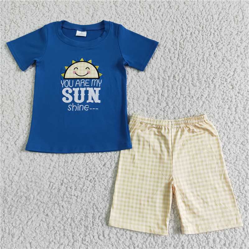 RTS Boys and girls embroidery SUN Short Sleeve Shorts sets romper
