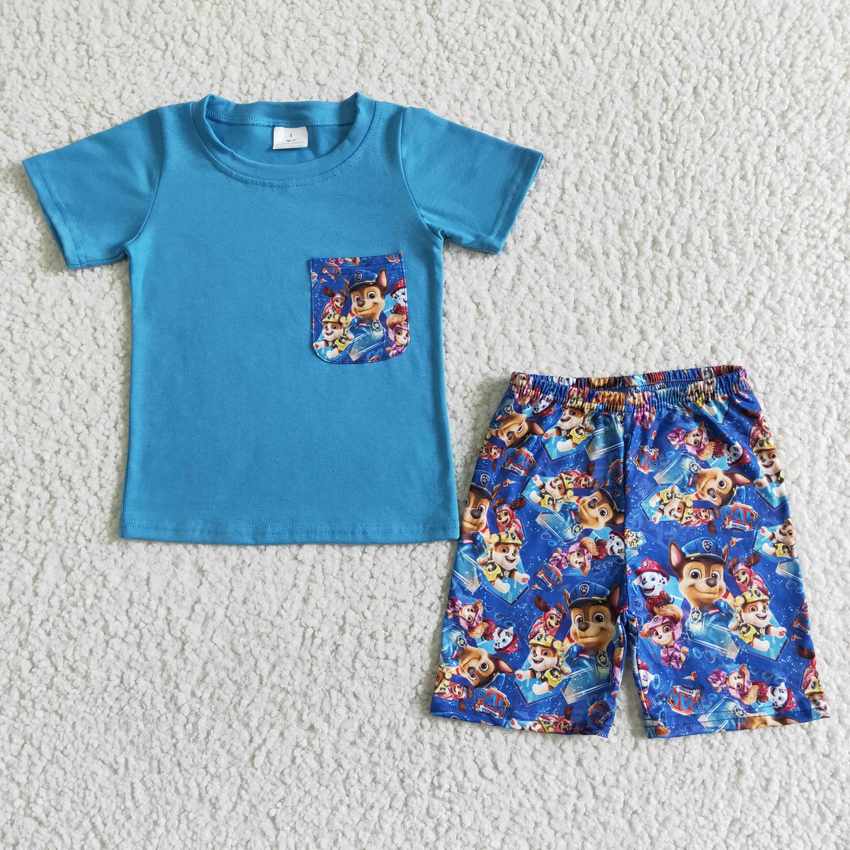 BSSO0059 Cute Clothes Boys Blue Short Sleeve Shorts Set