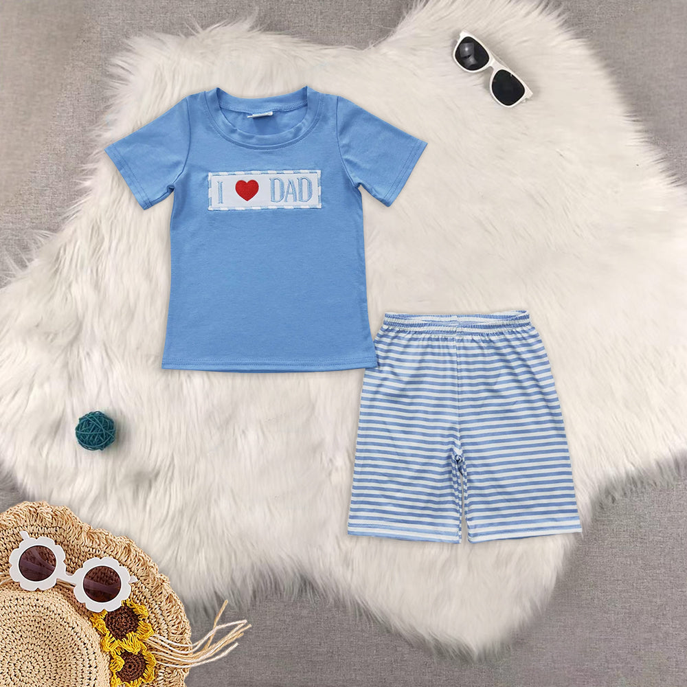 RTS NO MOQ baby boys Clothes embroidery short sleeve shorts Sets