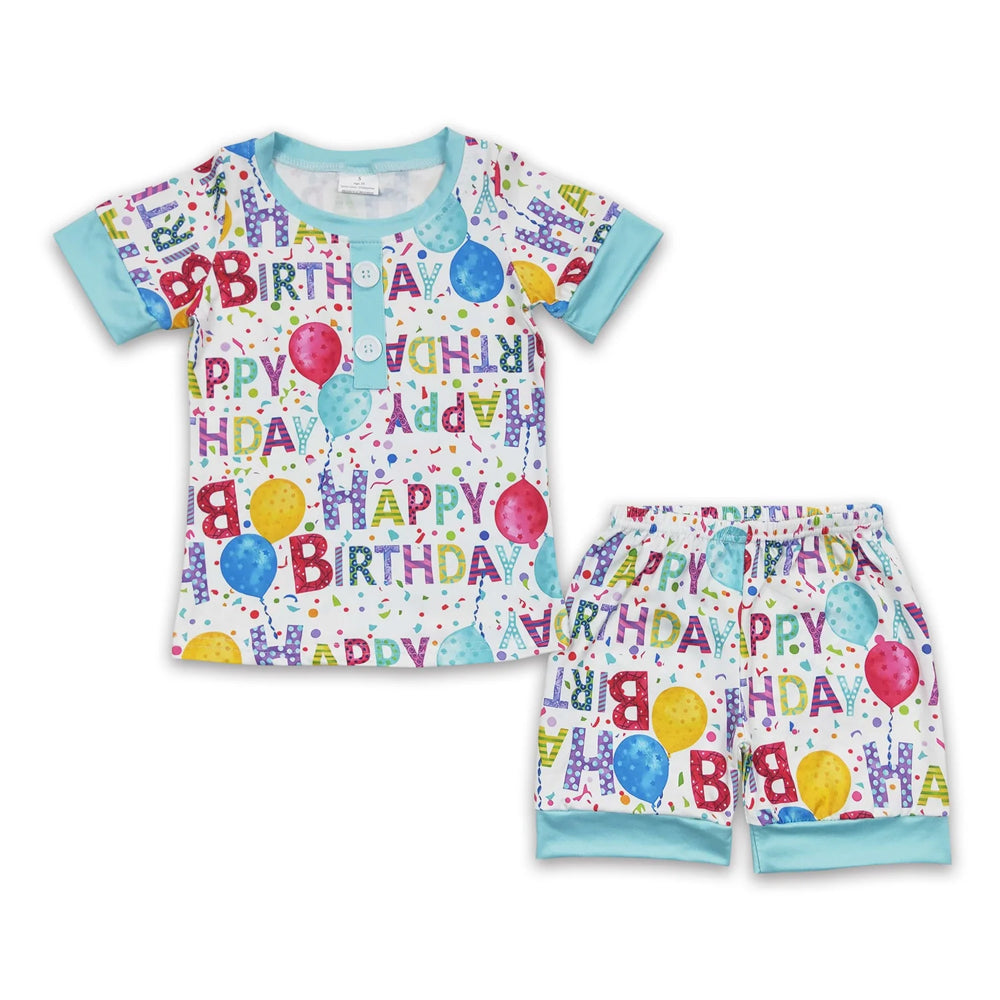RTS NO MOQ Sibling milk silk Baby Girls Boys Birthday Party Print Top Matching Pants Pajamas Clothes Set