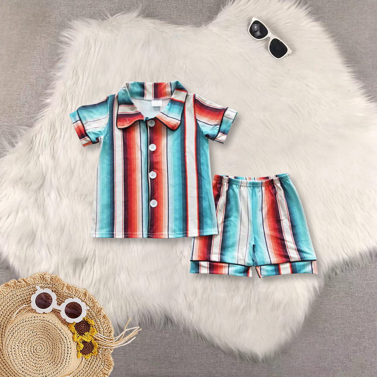 RTS NO MOQ Baby boy clothes Short Sleeve shorts pajamas Suit