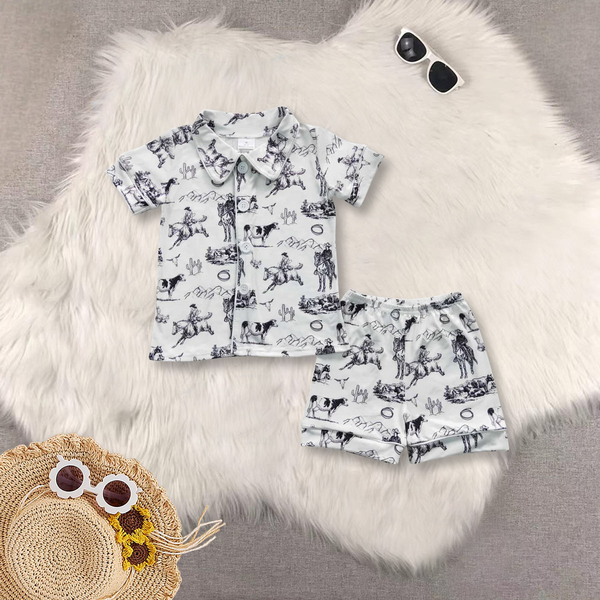 RTS NO MOQ Baby boy clothes Short Sleeve shorts pajamas Suit