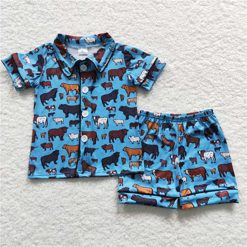 RTS NO MOQ Girls Boys short sleeve shorts pajamas sets and shorts Clothes