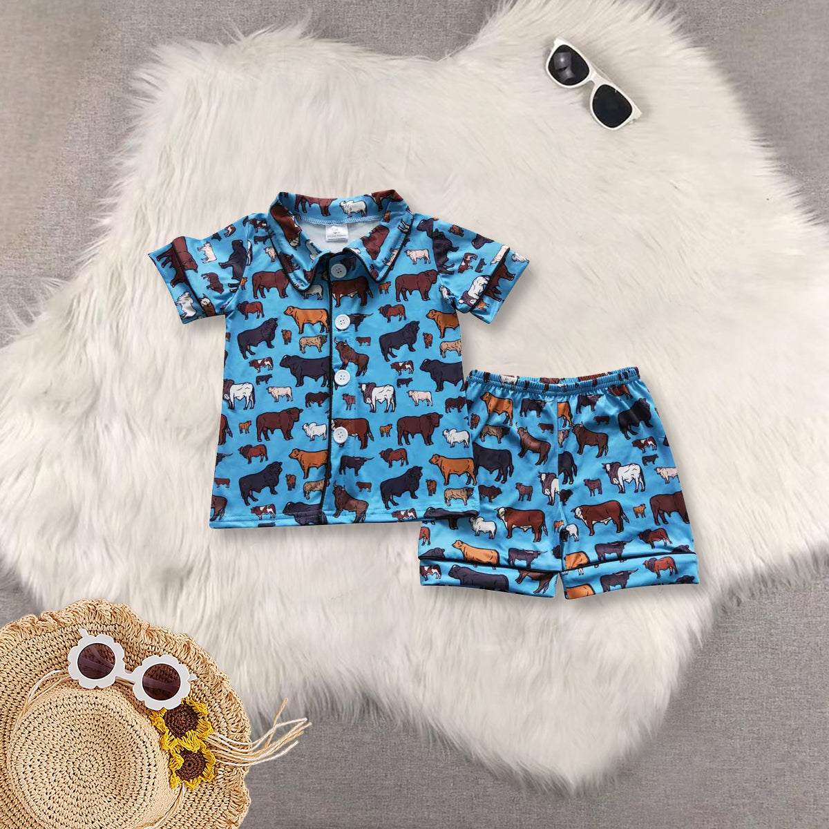 RTS NO MOQ Baby boy clothes Short Sleeve shorts pajamas Suit