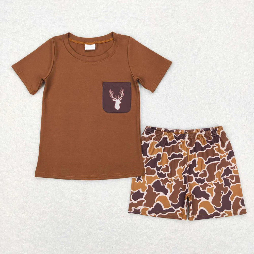 RTS NO MOQ baby boy Clothes camouflage short sleeve shorts Sets