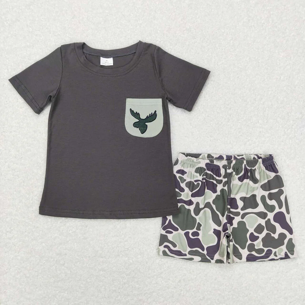 RTS NO MOQ baby boy Clothes camouflage short sleeve shorts Sets