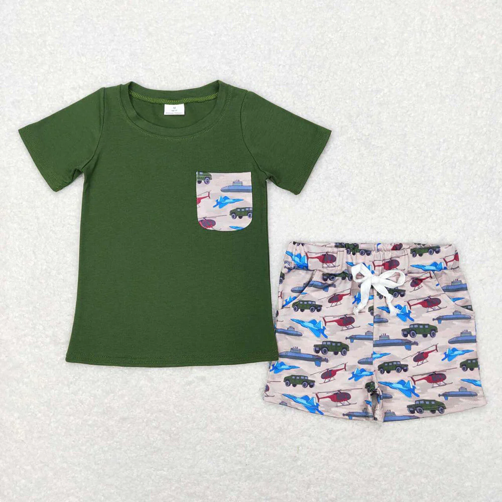 RTS NO MOQ baby boy Clothes camouflage short sleeve shorts Sets