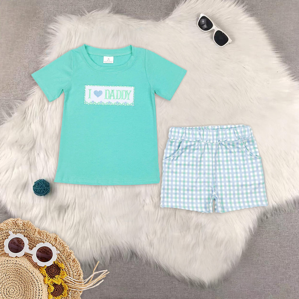 RTS NO MOQ baby boys Clothes embroidery short sleeve shorts Sets