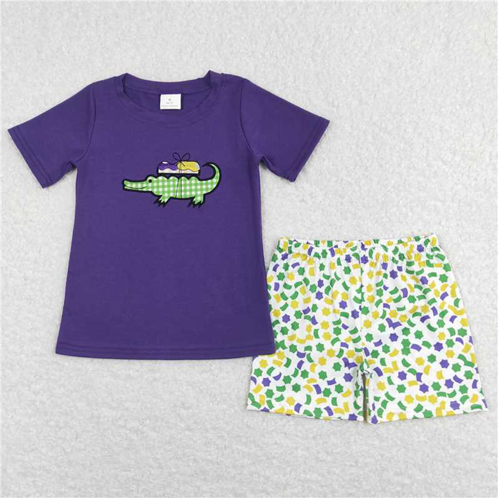 RTS NO MOQ Girls Boys embroidery short sleeve Clothes Sets