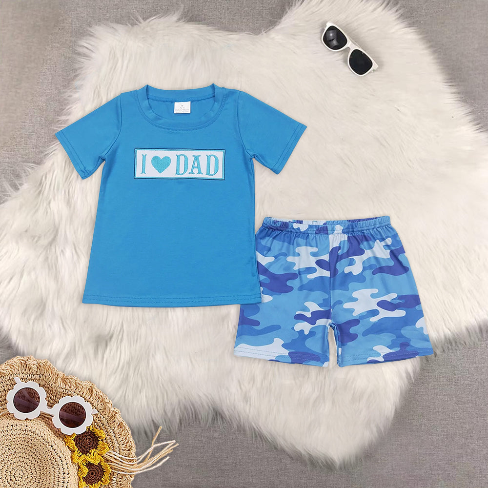 RTS NO MOQ baby boys Clothes embroidery short sleeve shorts Sets