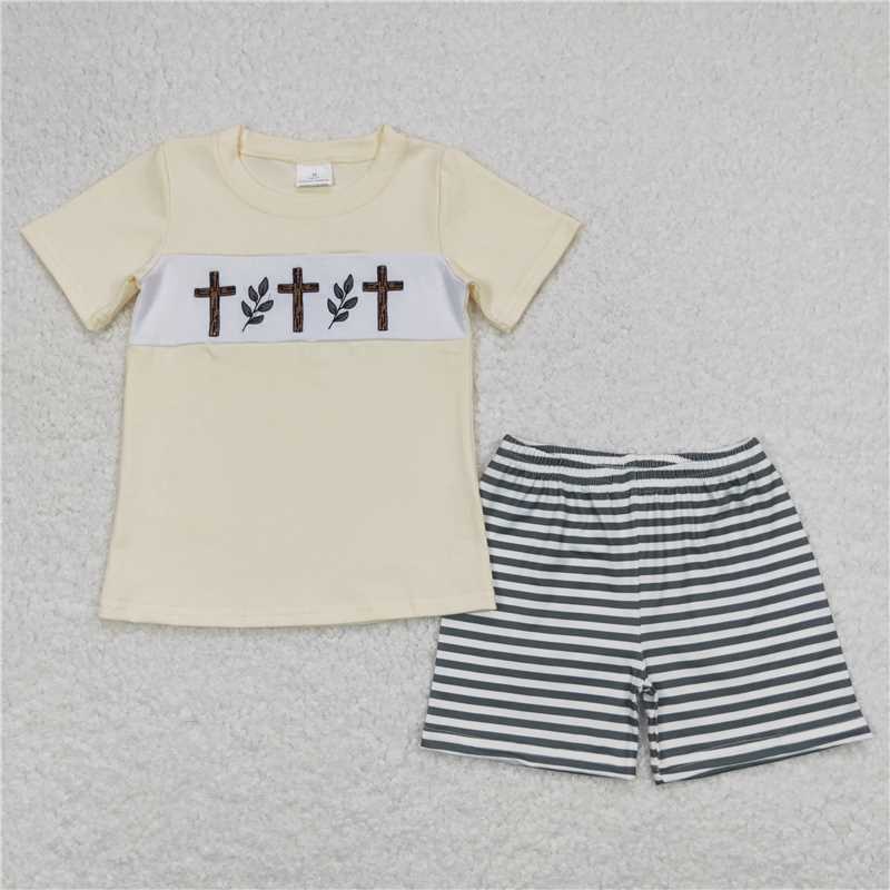 RTS NO MOQ baby Boys easter short sleeve Clothes Sets and romper