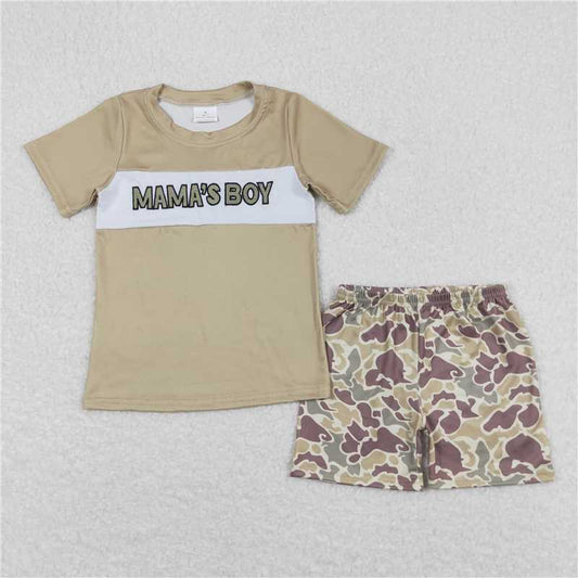 RTS NO MOQ（In Stock) BSSO0567 Boys Embroidered Camouflage Short Sleeve Shorts Set