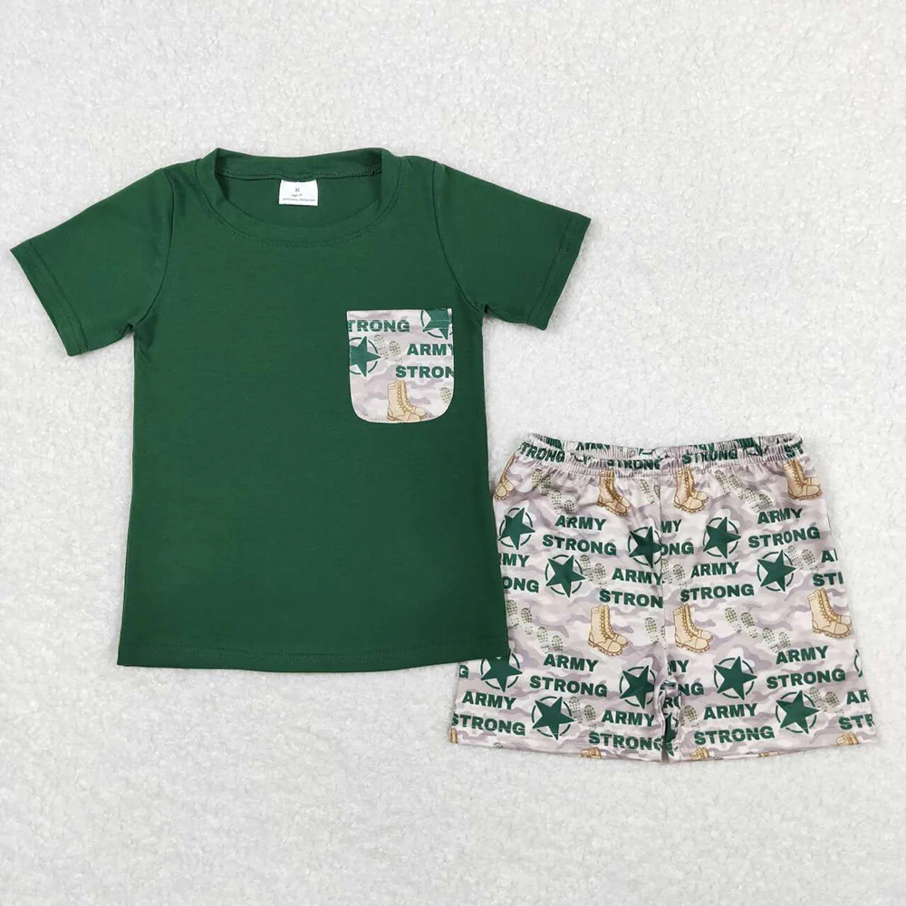 RTS NO MOQ baby boy Clothes camouflage short sleeve shorts Sets