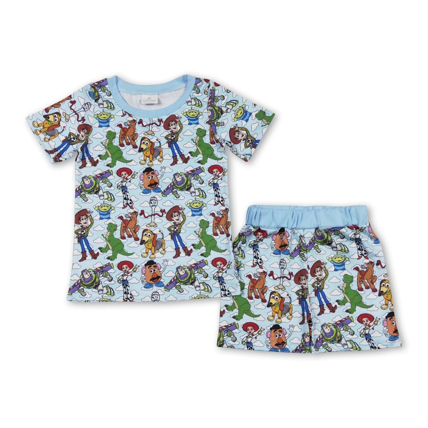 RTS NO MOQ Sibling milk silk Cute Clothes Baby Boys Short Sleeve Tee and Shorts Casual Set