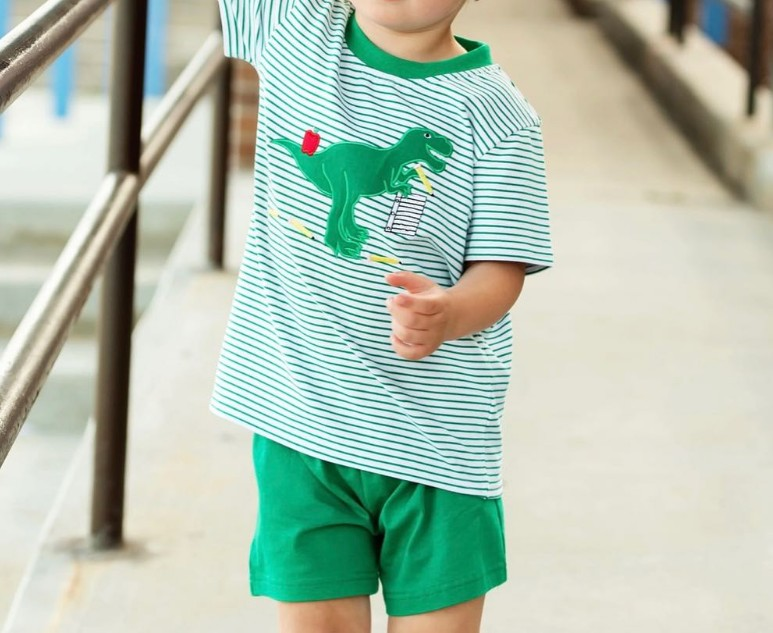 BSSO0977 pre-order 3-6M to 7-8T baby boy clothes dinosaur toddler boy summer outfits