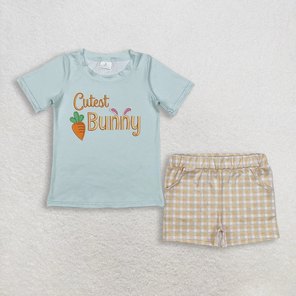 RTS NO MOQ Sibling Baby Boys Easter Pullover Top And Pants Set Short Sleeve Knee-Length dress Romper Summer Outfit for Kids