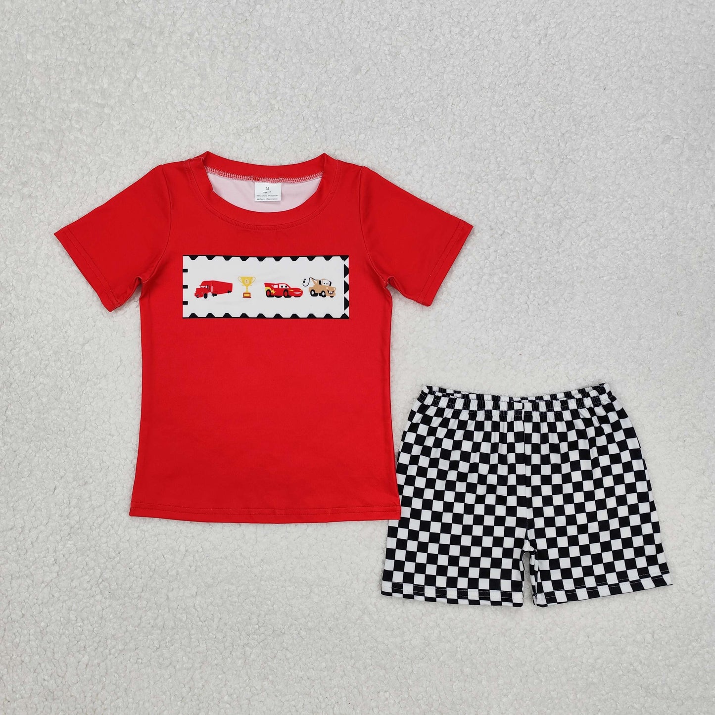 RTS NO MOQ red short-sleeved shorts suit & and romper