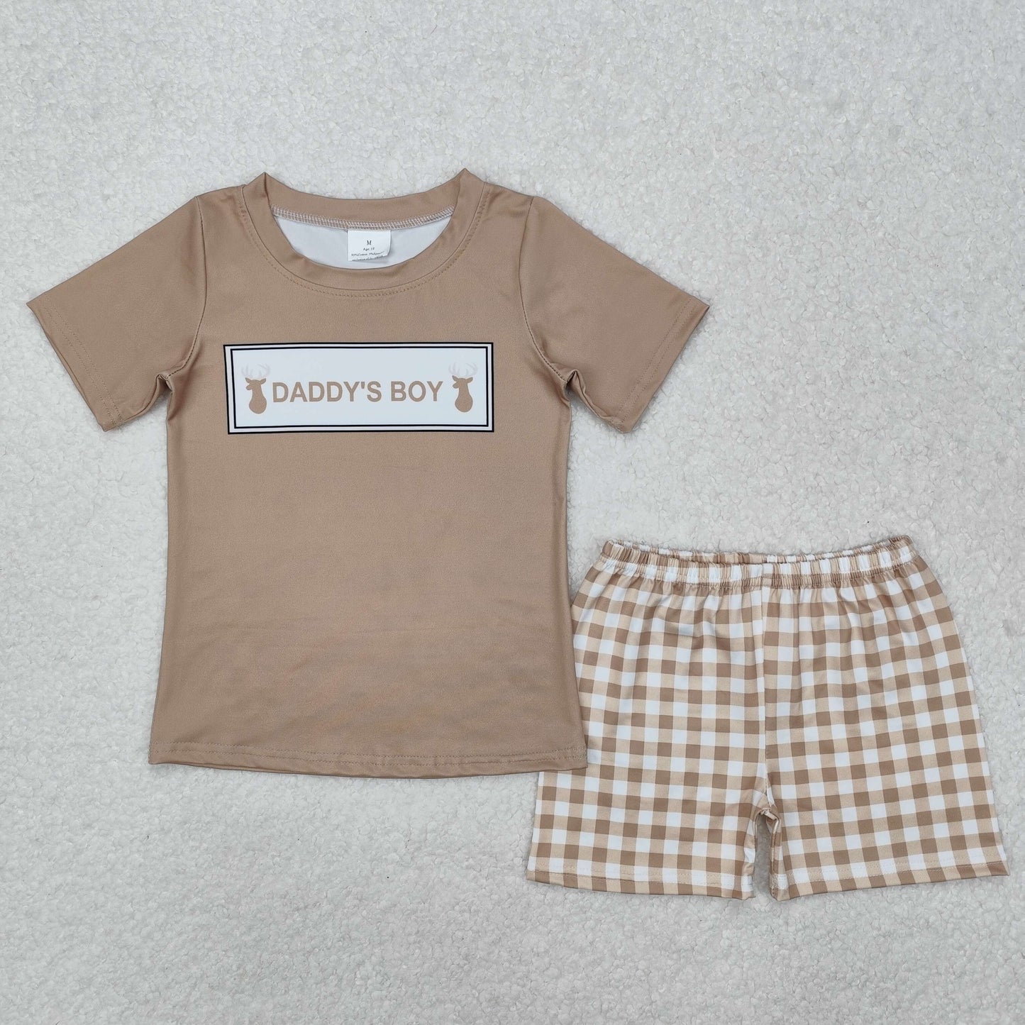 RTS NO MOQ（In Stock) Daddy's boy elk short-sleeved shorts set