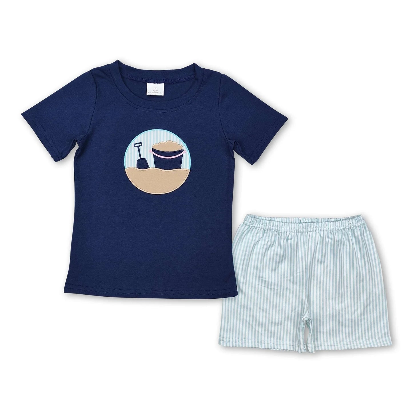 RTS NO MOQ Sibling milk silk Baby Girls Boys Casual Summer Beach Top Shorts Set