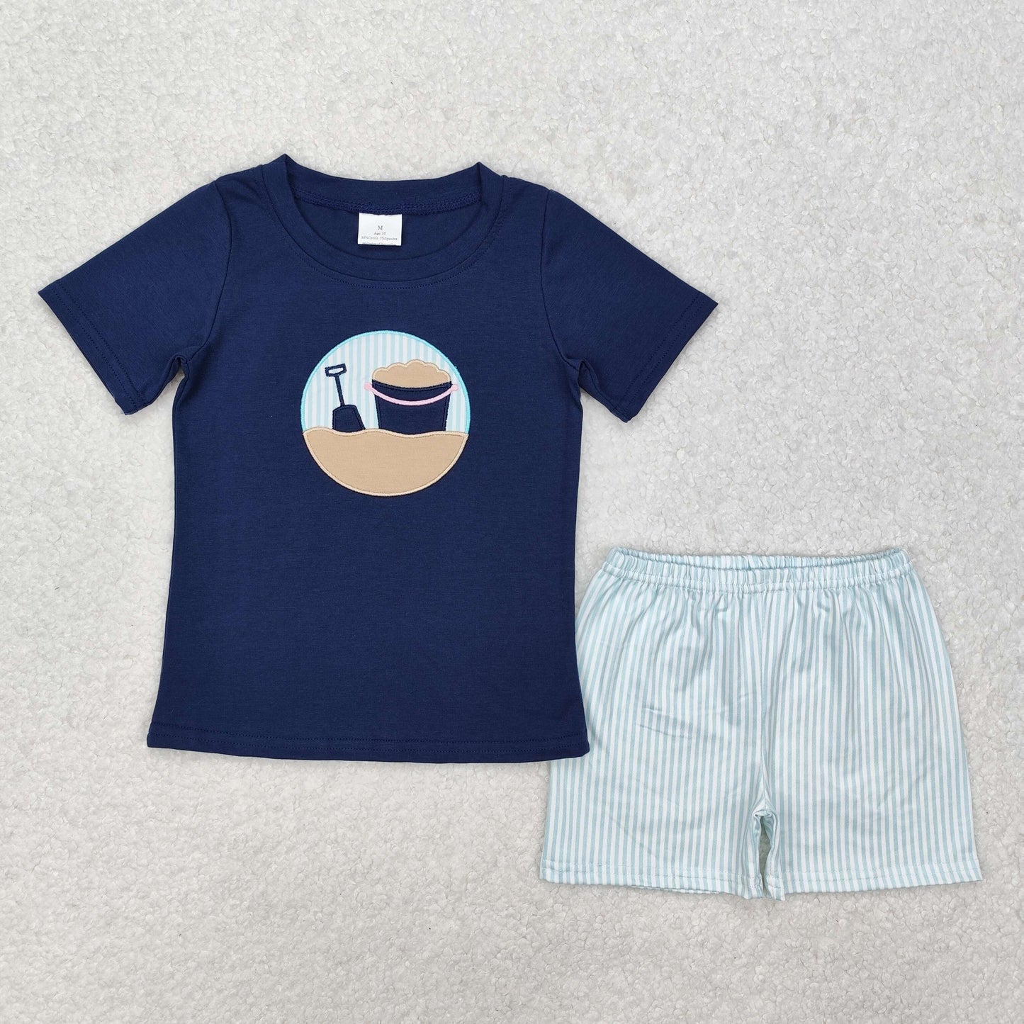RTS NO MOQ baby girl clothes embroidery short-sleeved shorts suit & short-sleeved sets