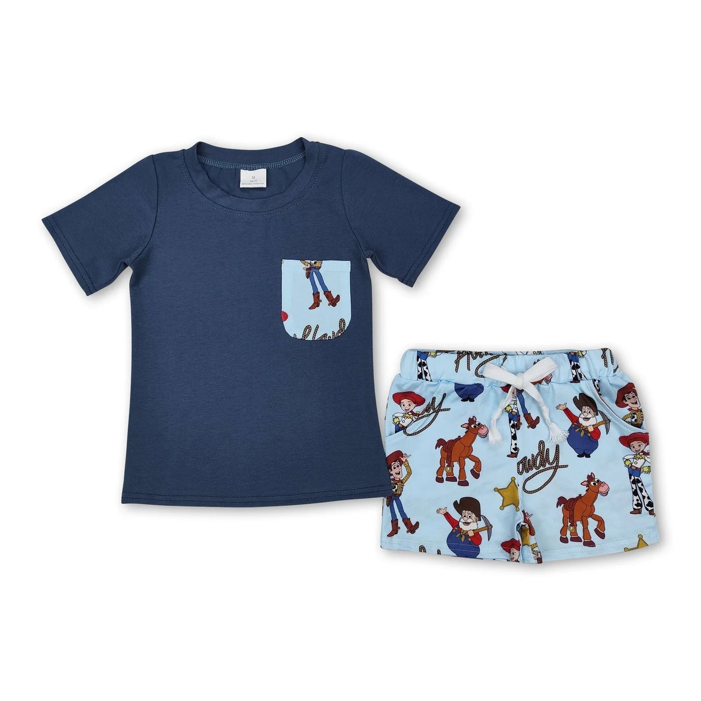 RTS NO MOQ Sibling milk silk Cute Clothes Baby Boys Short Sleeve Tee and Shorts Casual Set