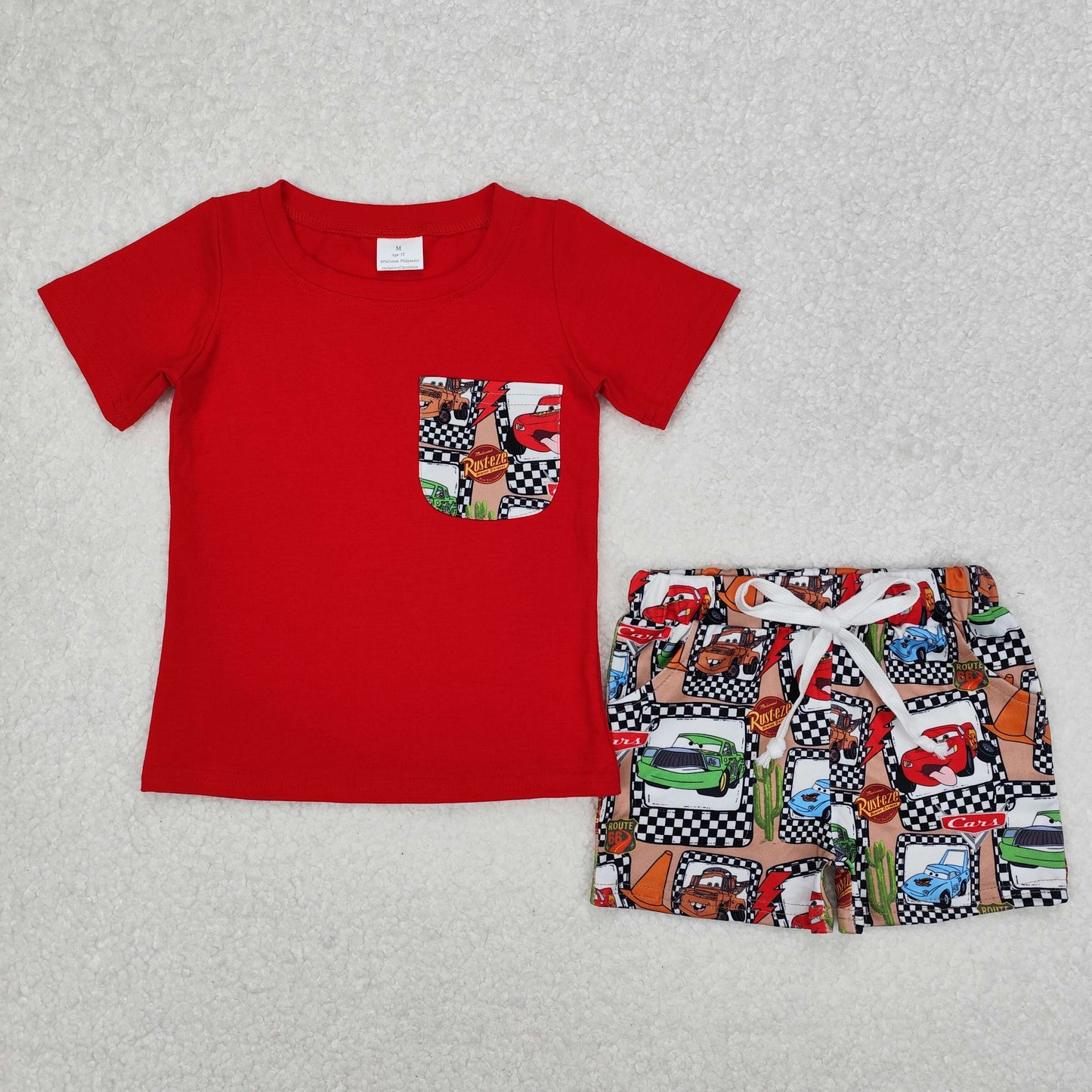 RTS NO MOQ Baby boy clothes car short Sleeve shorts Suit