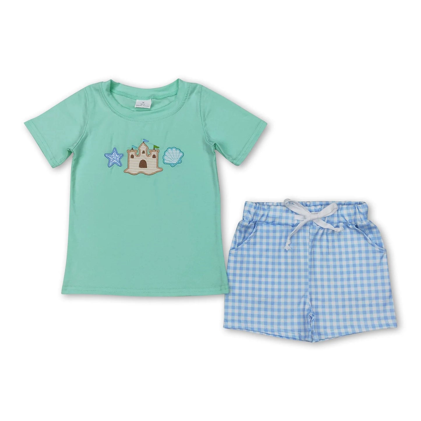 RTS NO MOQ Sibling milk silk Baby Girls Boys Casual Summer Beach Top Shorts Set