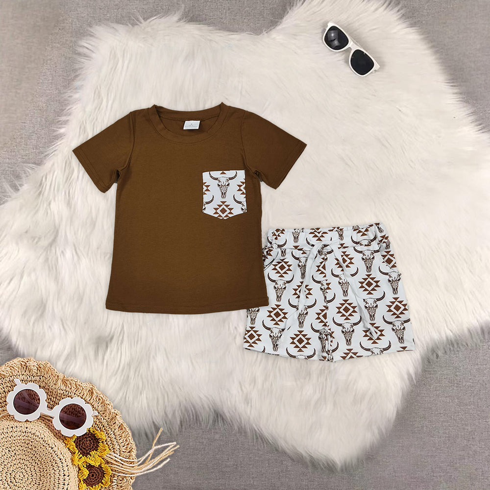 RTS NO MOQ Sibling baby boys boy clothes Short Sleeve Green Shorts Sets