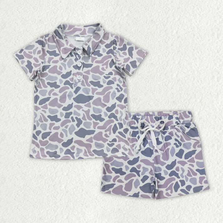RTS NO MOQ Sibling baby boys Clothes camouflage short sleeve shorts Sets