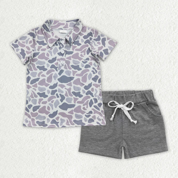 RTS NO MOQ Sibling baby boys Clothes camouflage short sleeve shorts Sets