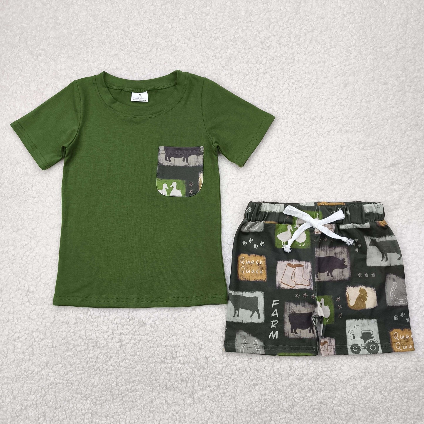 RTS baby boys clothes green Short Sleeve Shorts sets romper