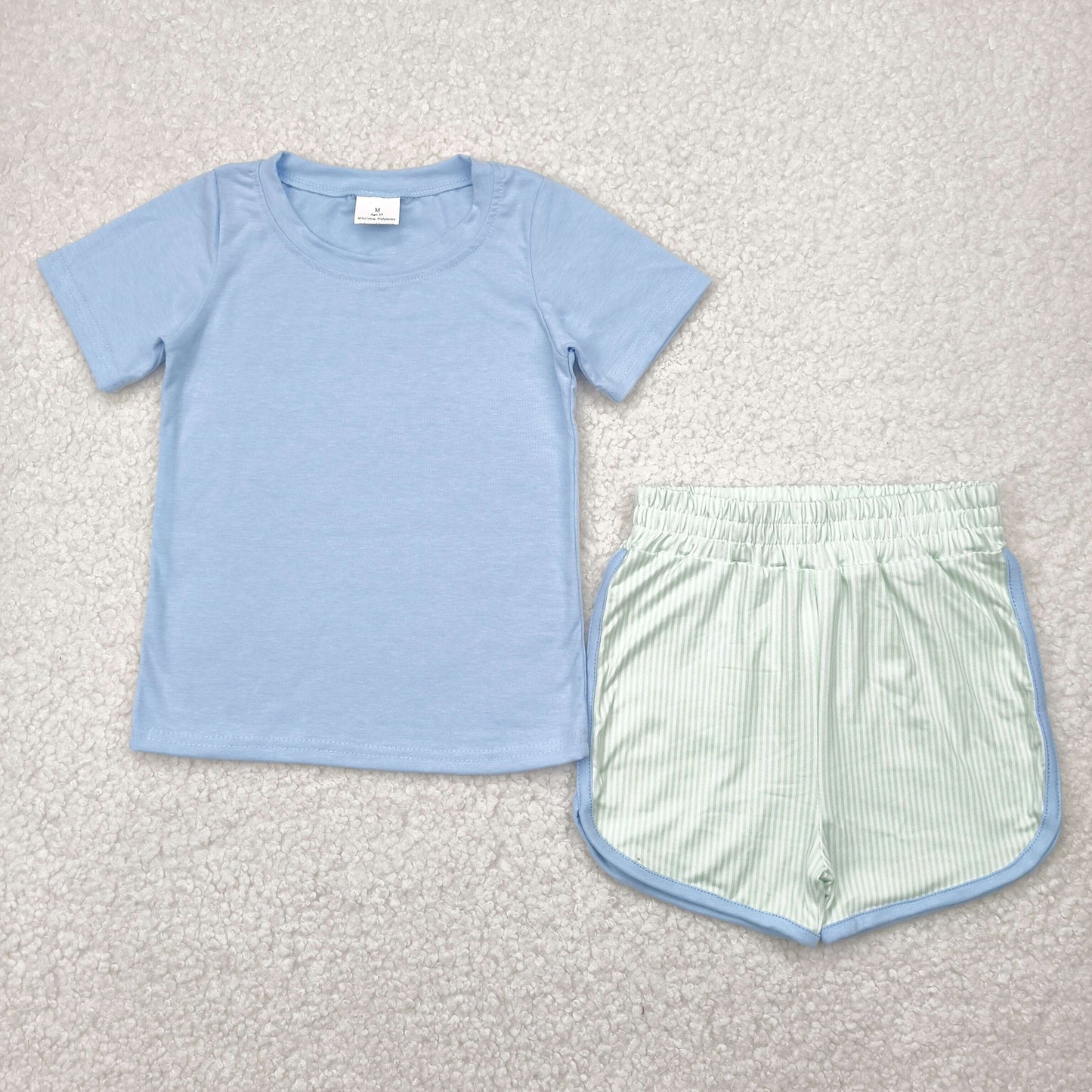RTS NO MOQ boys and girls matching short sleeve shorts set