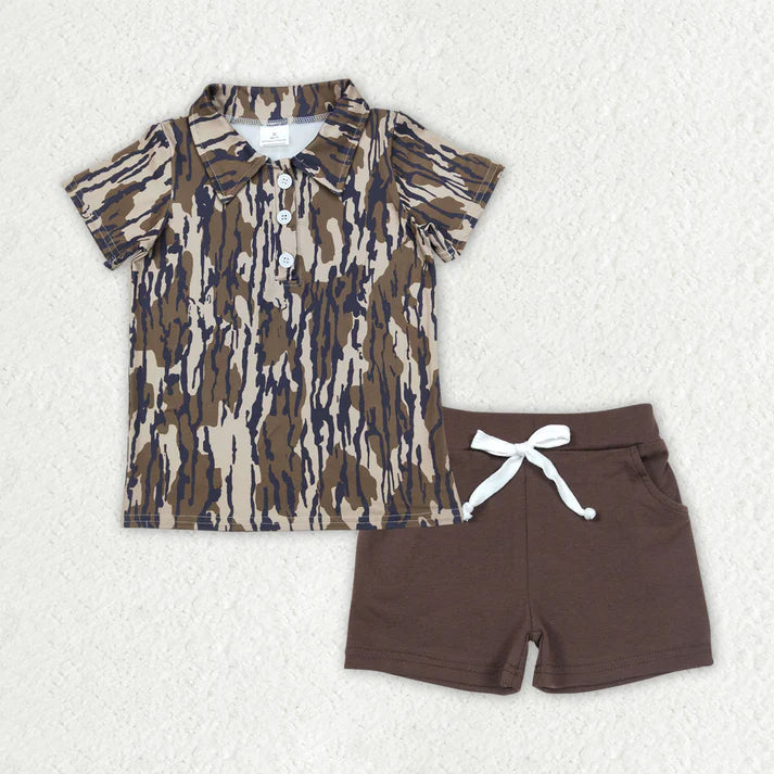 RTS NO MOQ Sibling baby boys Clothes camouflage short sleeve shorts Sets