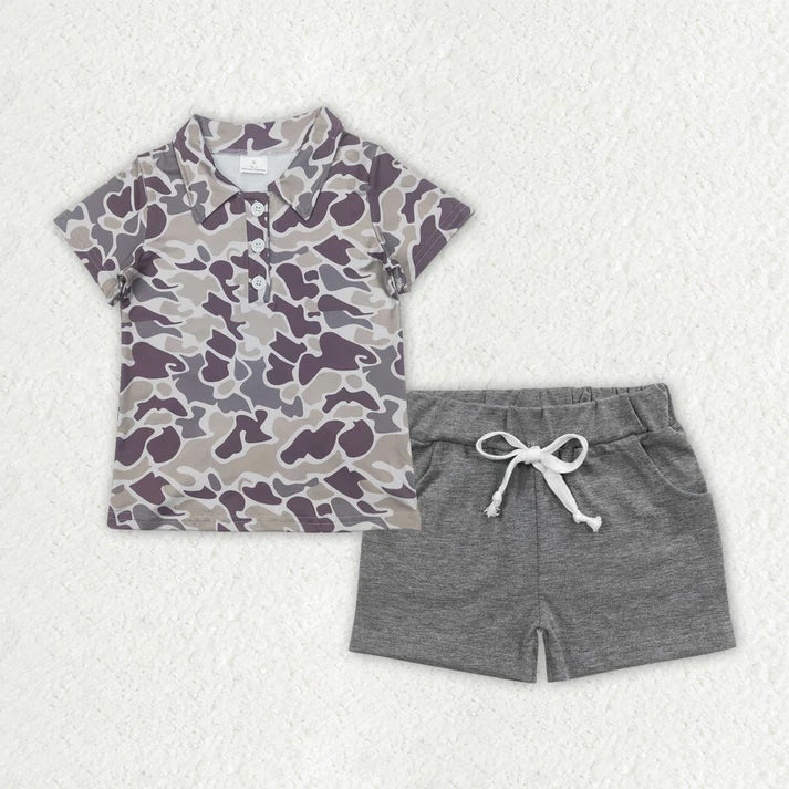 RTS NO MOQ Sibling baby boys Clothes camouflage short sleeve shorts Sets