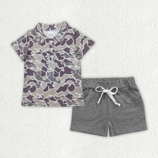 RTS NO MOQ BSSO1490 baby boy clothes camouflage short sleeve top shorts sets