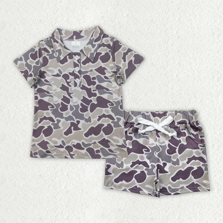 RTS NO MOQ Sibling baby boys Clothes camouflage short sleeve shorts Sets