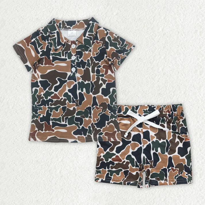RTS NO MOQ Sibling baby boys Clothes camouflage short sleeve shorts Sets
