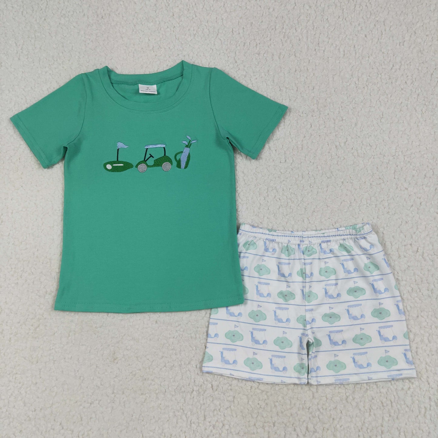 RTS NO MOQ baby girls boys Clothes embroidery short sleeve shorts Sets