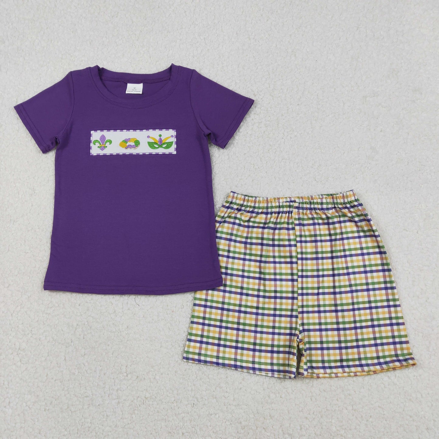RTS NO MOQ sibling baby girls boys clothes embroidery mardi gras short sleeve Clothes Sets and dress