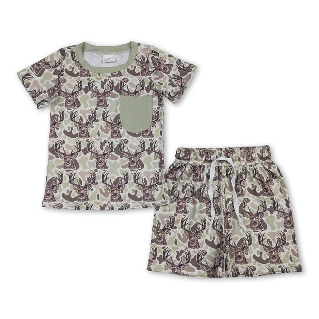 RTS NO MOQ Sibling Baby Boys Baby Boys Pocket Short Sleeve Shirts Top Shorts Clothes Sets