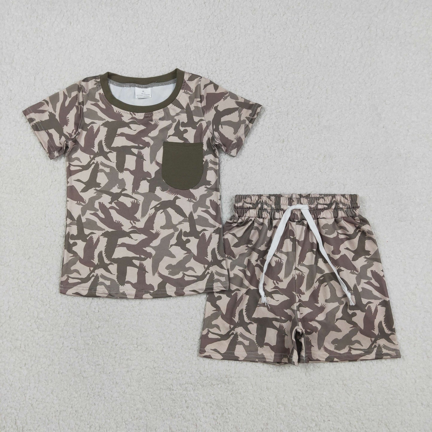 RTS NO MOQ Sibling Baby Boys Camouflage Pajamas Set with Pocket Top And Shorts Hunting Sleepwear for Infants