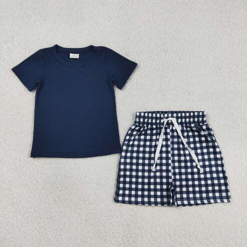 RTS NO MOQ Sibling Baby Boys Short Sleeve Shirt Top with Pockets And Shorts Clothing Set