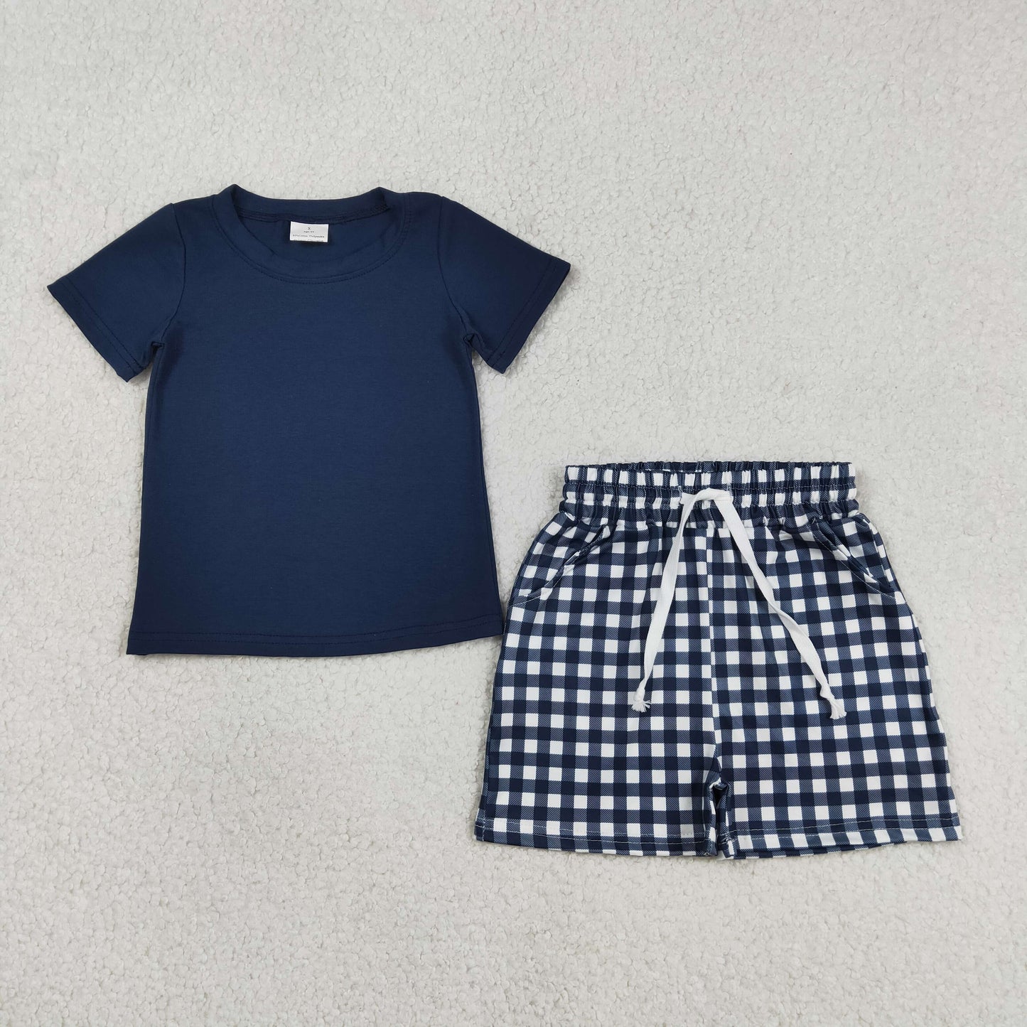 RTS NO MOQ Sibling Baby Boys Short Sleeve Shirt Top with Pockets And Shorts Set