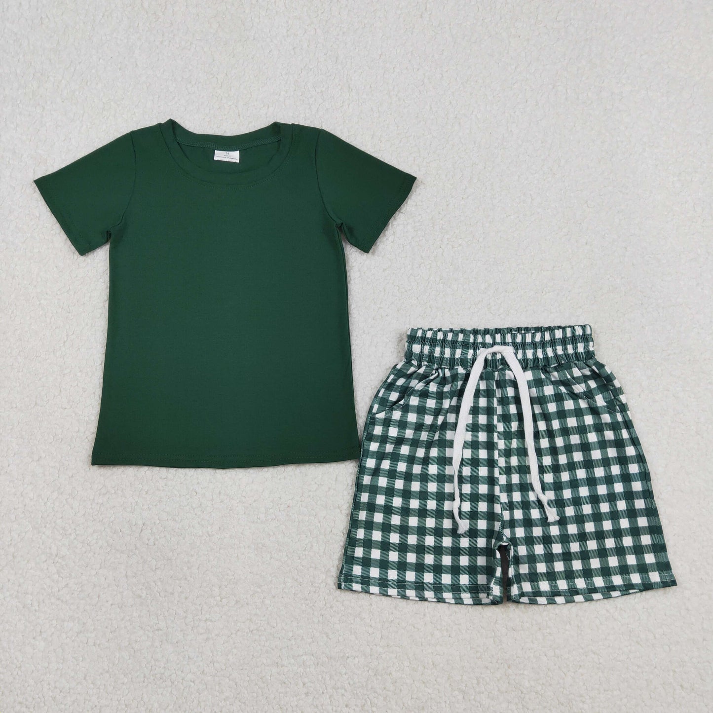 RTS NO MOQ Sibling Baby Boys Short Sleeve Shirt Top with Pockets And Shorts Clothing Set