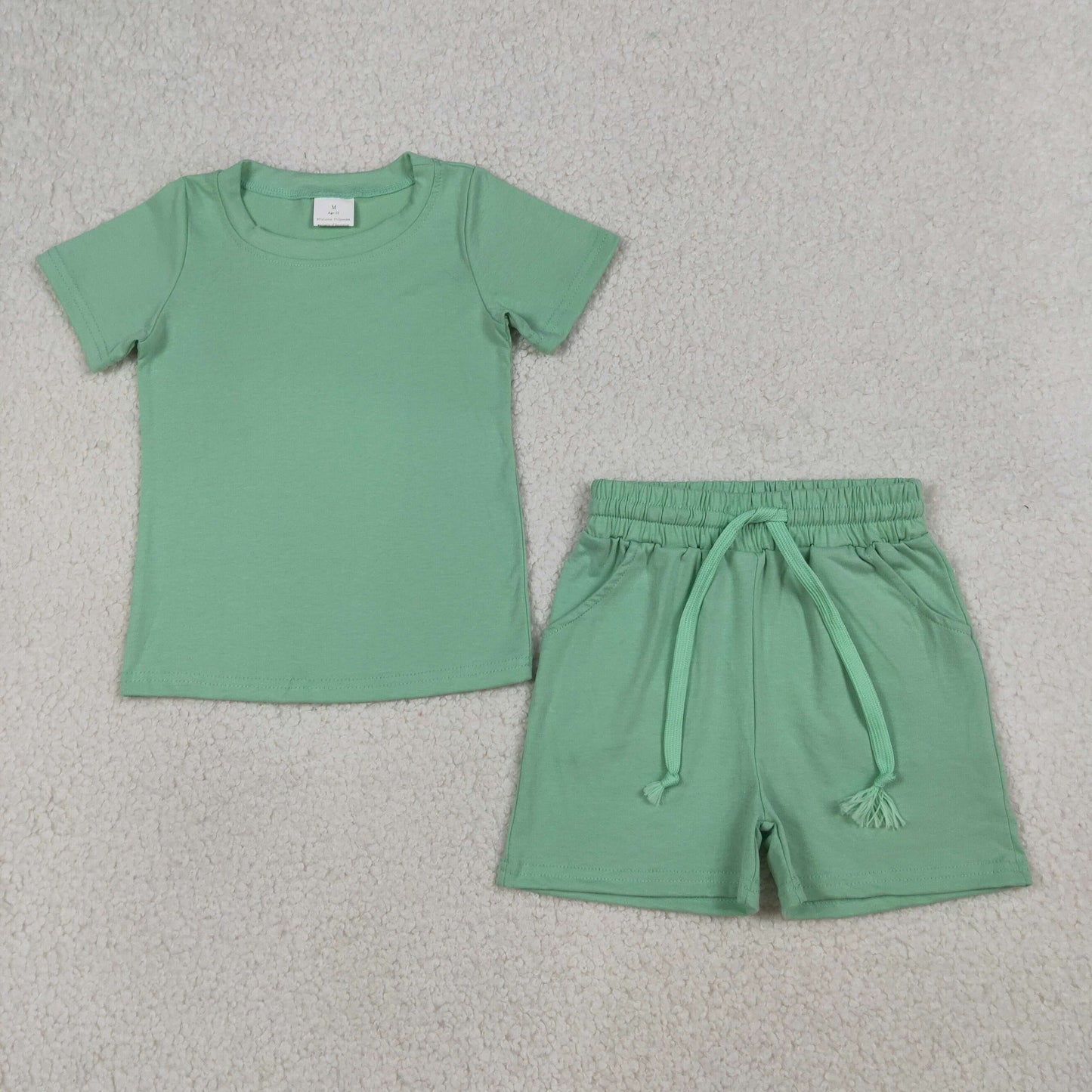 RTS NO MOQ Sibling Baby Boys Short Sleeve Shirt Top with Pockets And Shorts Clothing Set