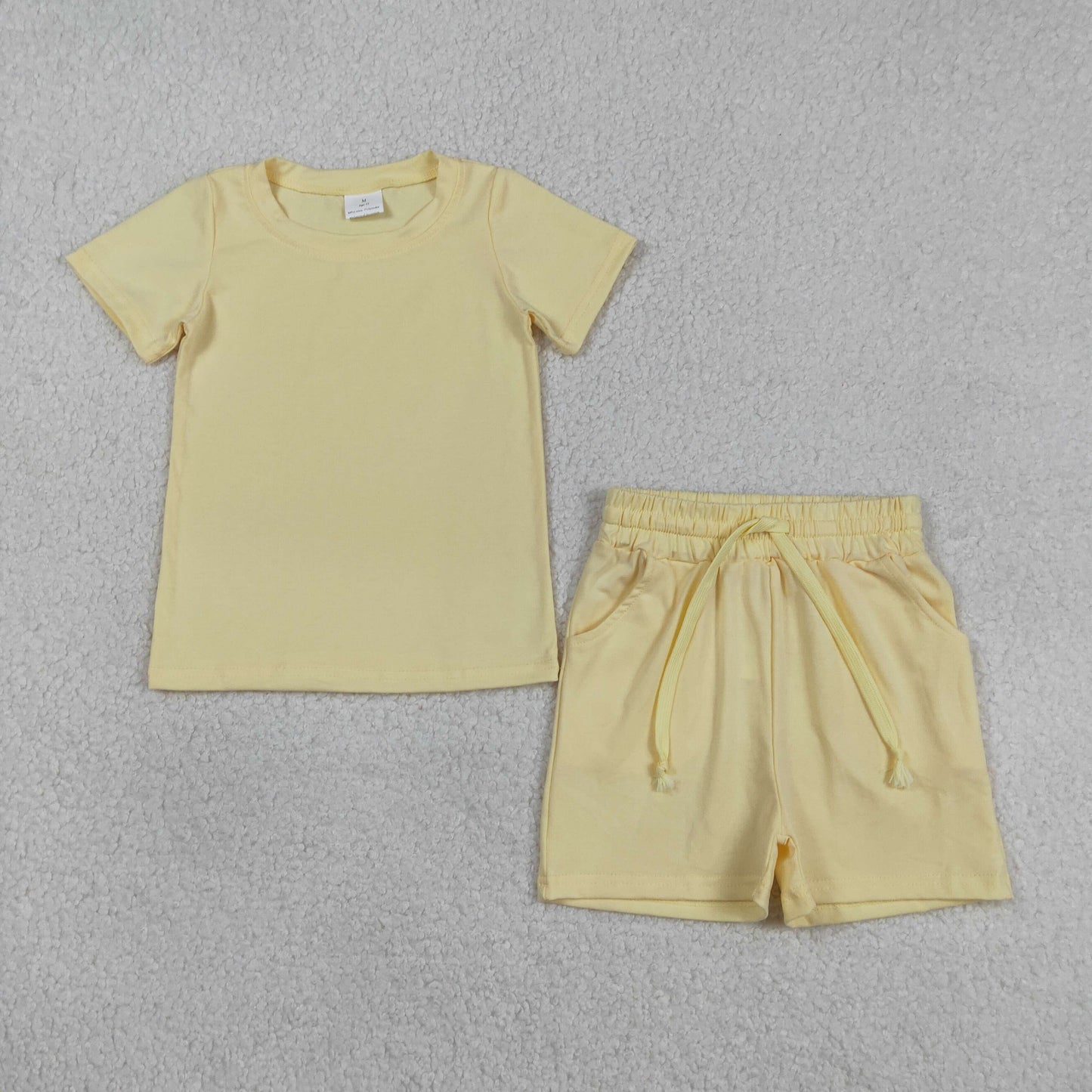 RTS NO MOQ BSSO1888 Baby Boys Yellow Short Sleeve Shirt with Pockets And Shorts Outfit