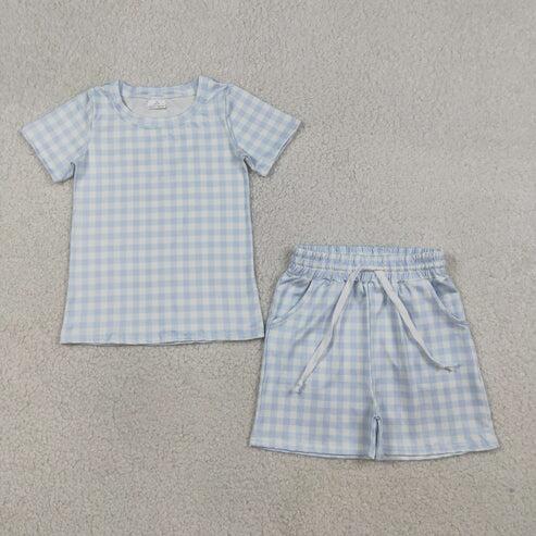 RTS NO MOQ Sibling Baby Boys Short Sleeve Shirt Top with Pockets And Shorts Clothing Set
