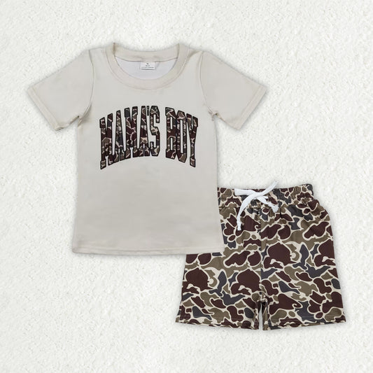 RTS NO MOQ（In Stock) BT0792+SS0735 baby girl clothes MAMA camouflage short-Sleeve shorts sets-BSSO1901
